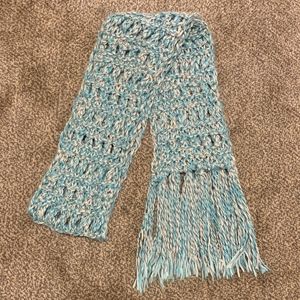 American Eagle Teal & White Wool Knitted Scarf